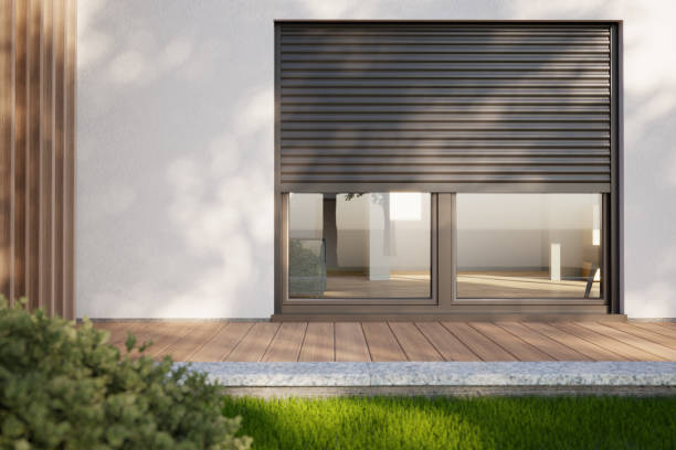 House with window and shutter roller - render 3d